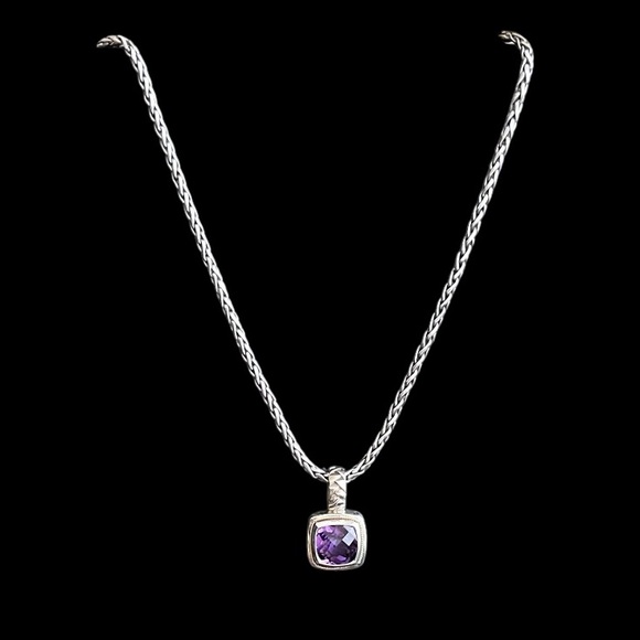 🟦SALE🟦 Effy 18k gold sterling silver checkerboard cut amethyst necklace - Picture 2 of 12